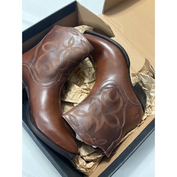 Frye Shane Western Short Boots Brown Leather Size 8 New With Box - Picture 4 of 13